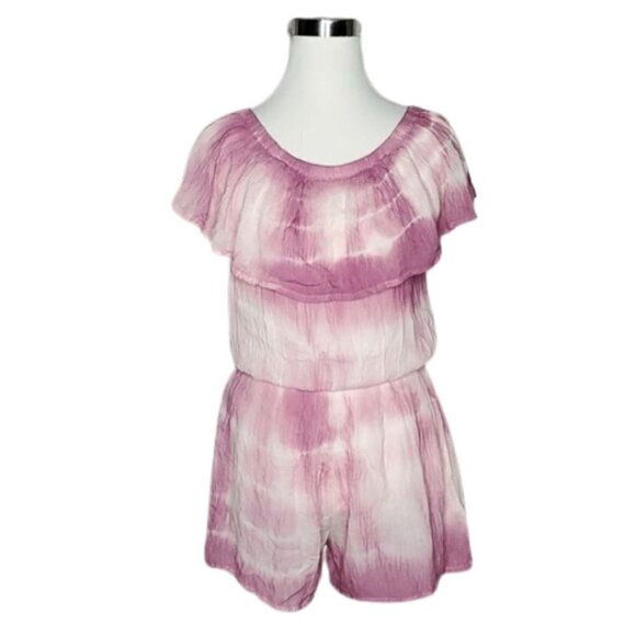 riviera Sun Pink Tie Dye Pull On Pockets Shorts One Piece Romper Size Medium - Picture 2 of 9